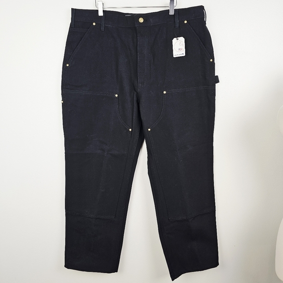 Carhartt Black Loose Fit Firm Duck Double-Front Utility Work Pant NWT 40x30 - Picture 1 of 9